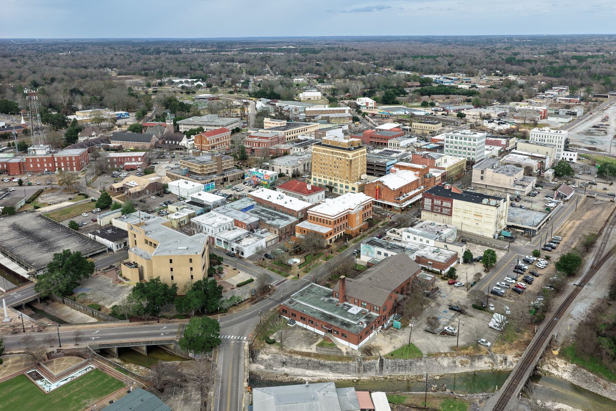Downtown Hattiesburg from the air, Mississippi