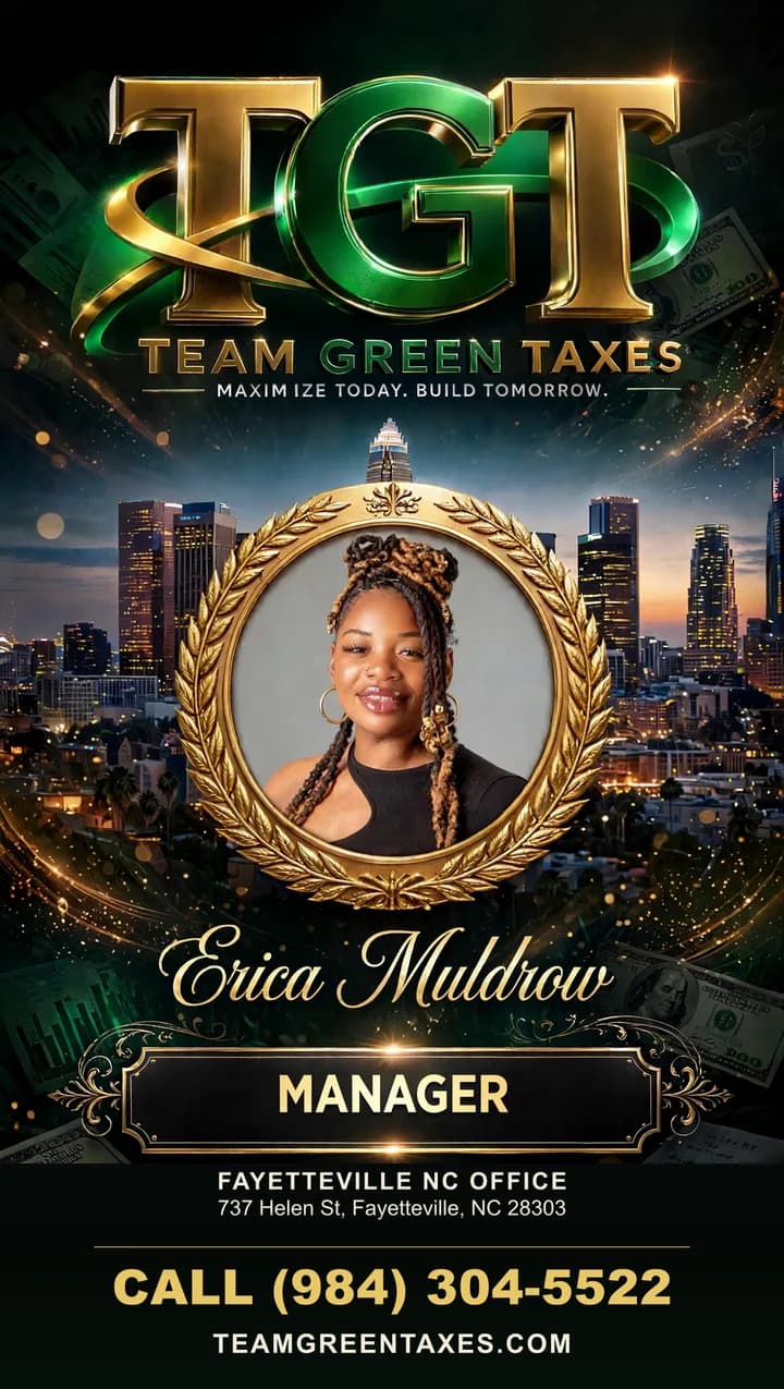 Erica Muldrow, Team Green Taxes Fayetteville